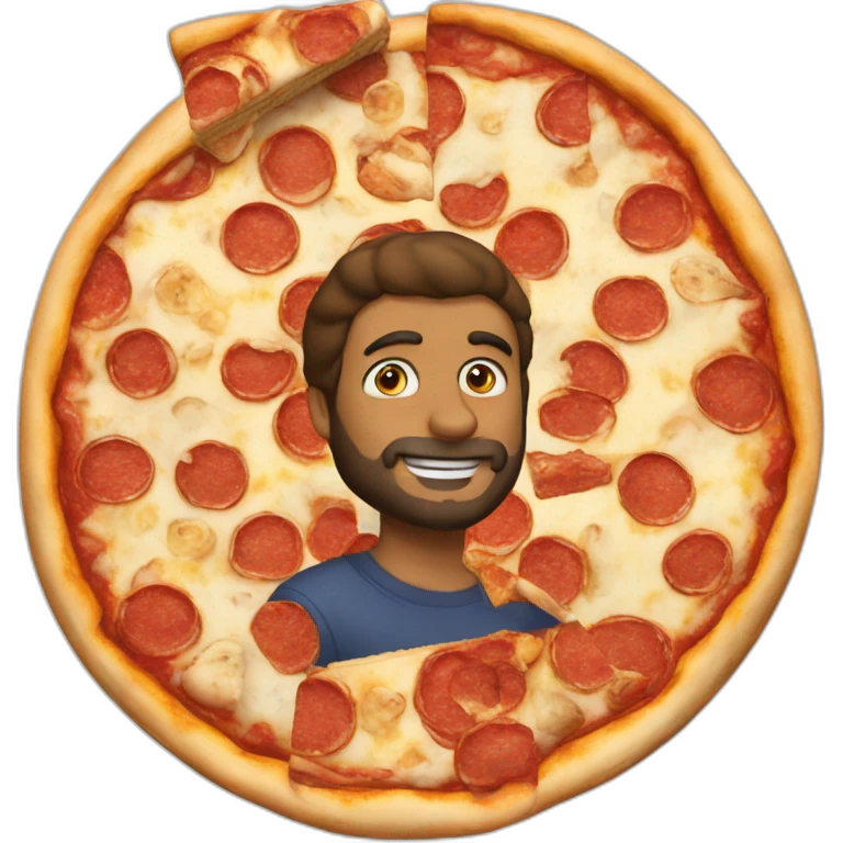 Leon con una pizza emoji