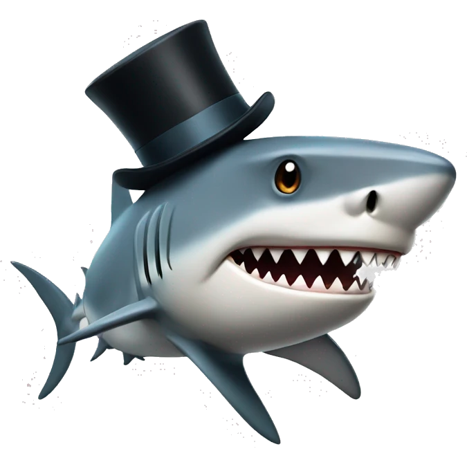 Shark with a top hat emoji