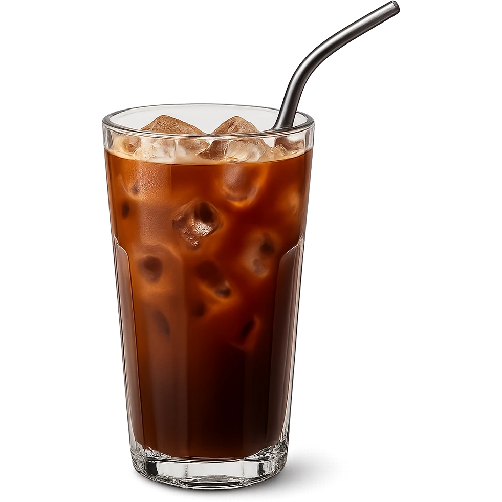 a glass of iced coffee with a metal straw emoji