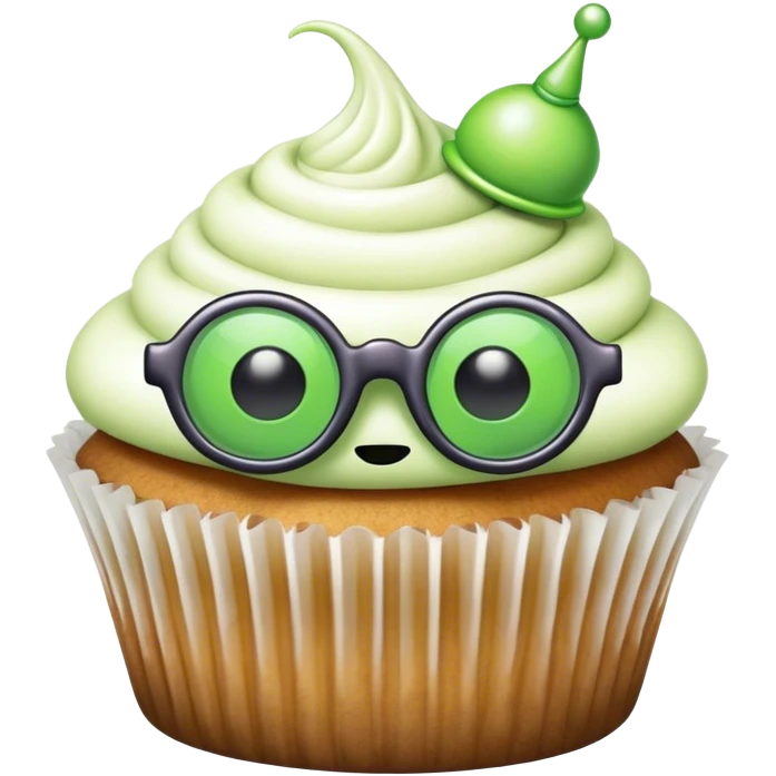 Alien glasses on a cupcake emoji