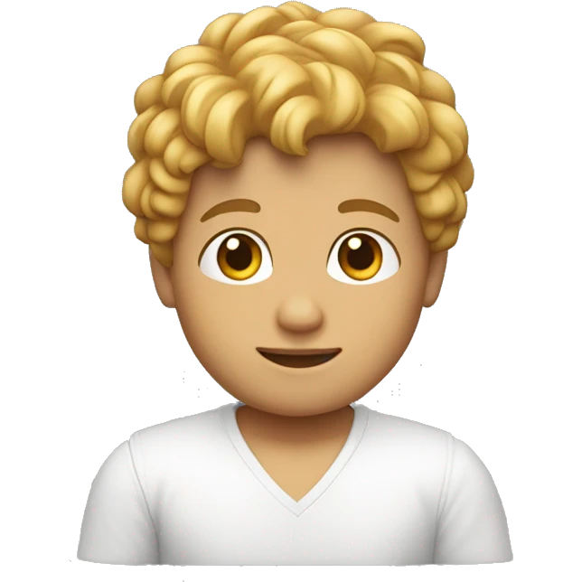 niño blanco de piel y pelo rubio con una macbook emoji