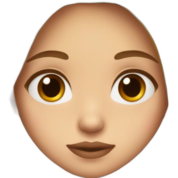 Girl with brown  and long hair hazel eyes tiny nose and big lips  emoji