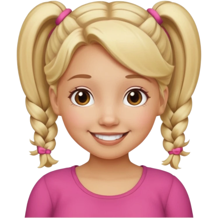 Her hair is in pigtails and her pubic hair is shaped like a heart.  She has wide hips emoji