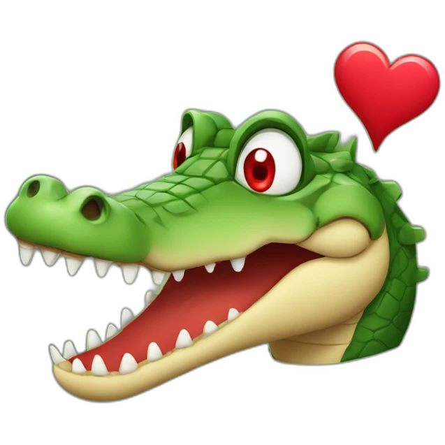 crocodile with red eyes shaped like hearts emoji