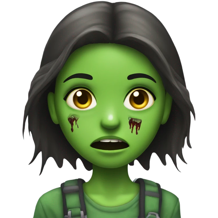 Brunette zombie girl in horror green creppy emoji