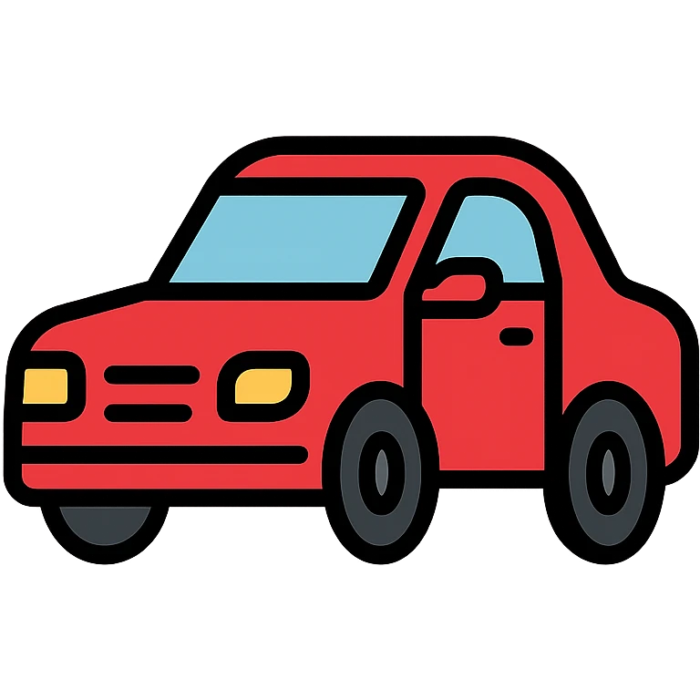 red car, color icon style, clean lines, simple and bold emoji