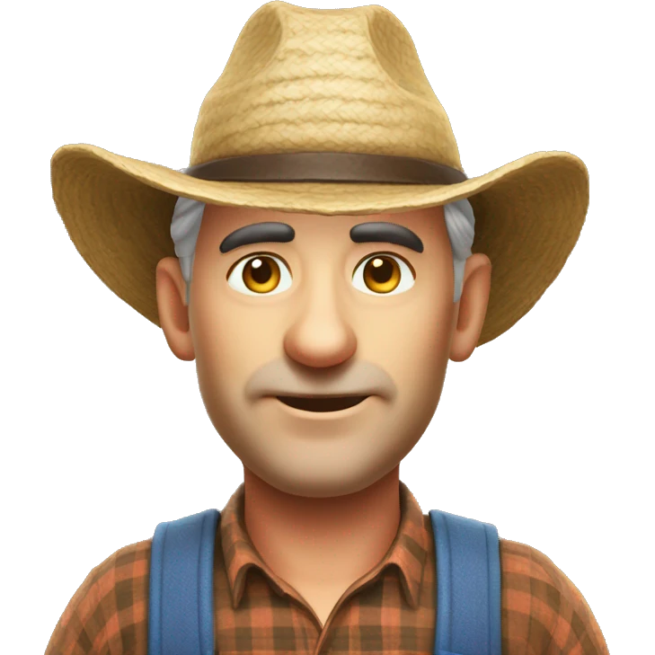 Realistic Human Adult Farmer, toon match game 3D character rendered emoji