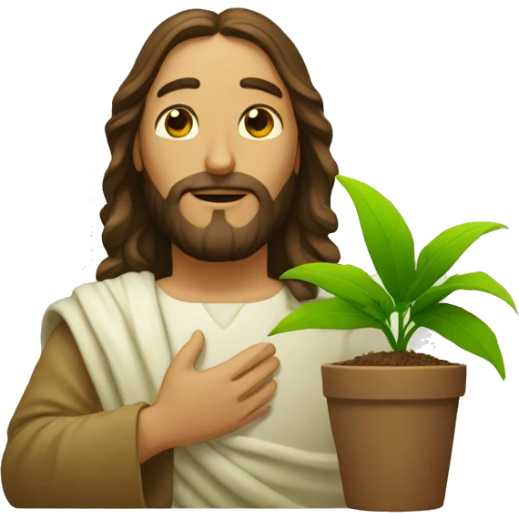 Jesus Christ with a plant emoji