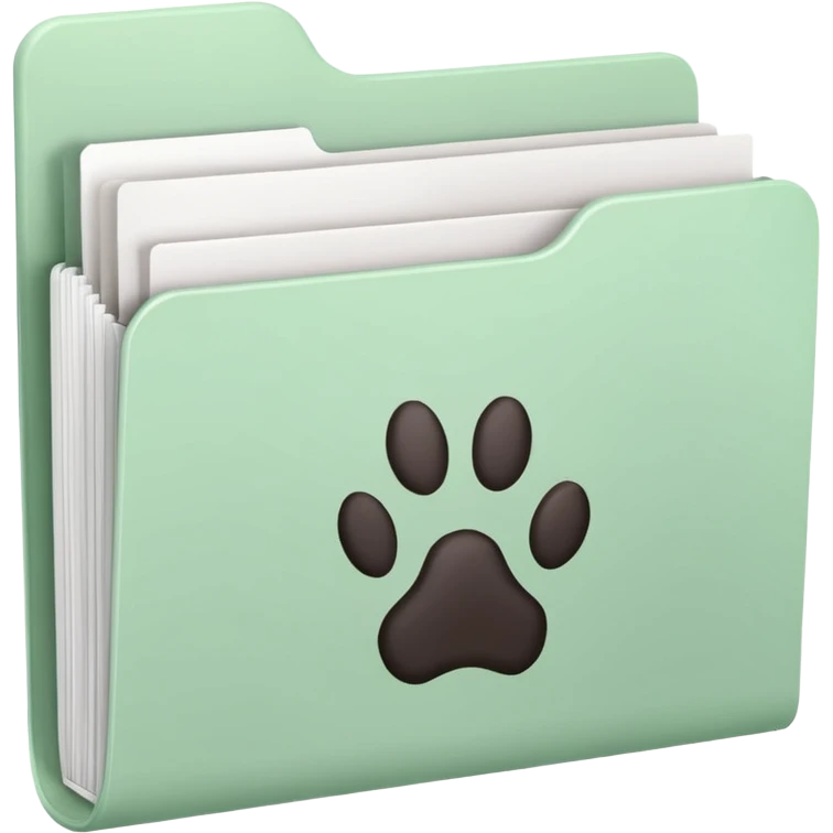 a pastel green folder of documents with a pawprint on it emoji