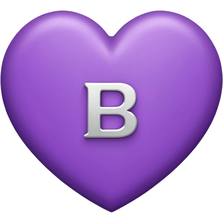 LETTER capital " B" Inside the heart shape, the heart is in purple color and the letter "B" is in white color emoji