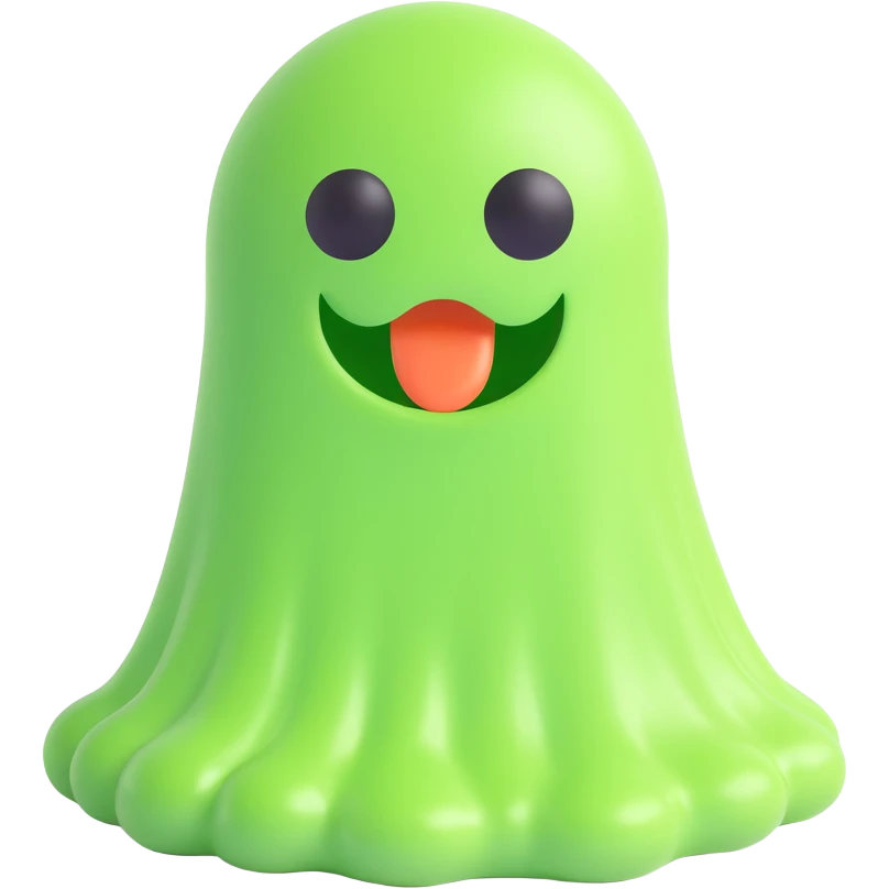 classic green slime, simple and round, neutral expression emoji