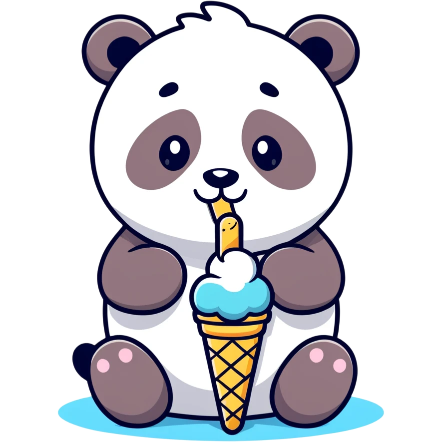 Panda eating ice cream emoji