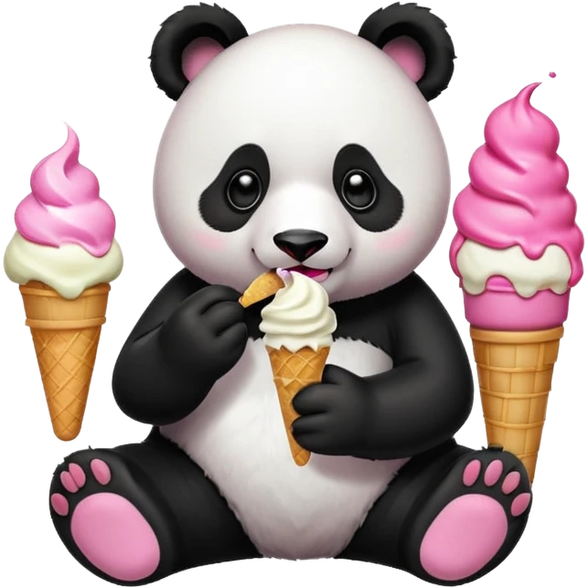 Panda eating ice cream emoji