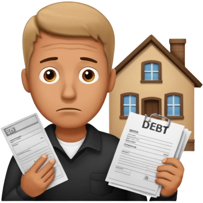 hombre con un domumento de una deuda de una casa emoji