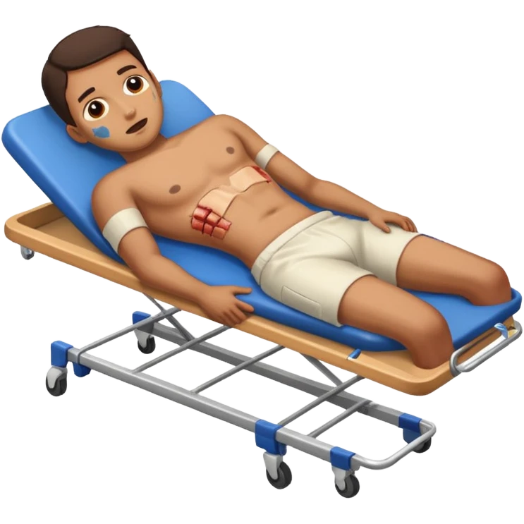 

a full-length human figure, lying down, with injuries on a stretcher emoji