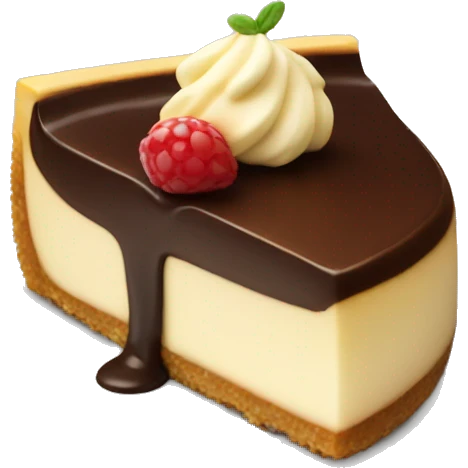Cheesecake with a chocolate  emoji