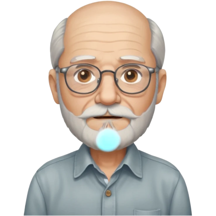 elderly glasses man with long beard and shirt emoji