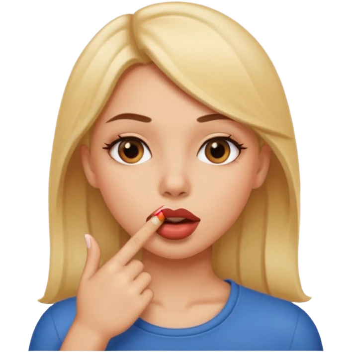 una chica con un dedo en la boca seductora emoji