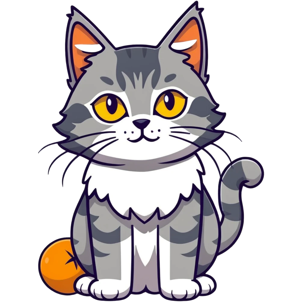 blue-gray maine coon cat with yellow eyes emoji