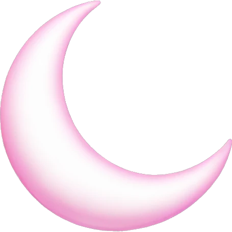 Pink crescent moon with sparkly white clouds emoji