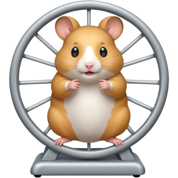 Hamsters clumsy on wheel, happy emoji