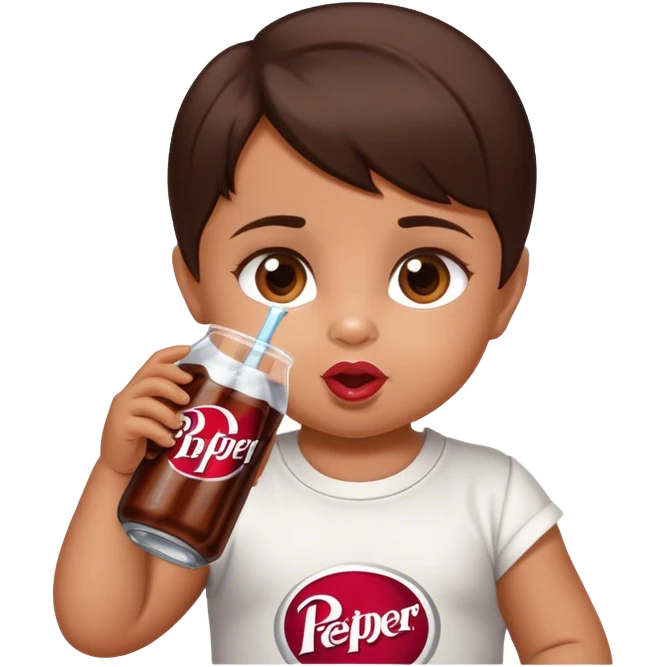tan brunette baby drinking dr pepper emoji