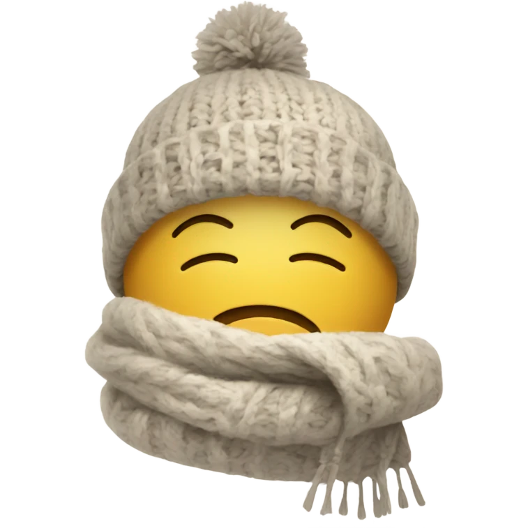 A smiley face with a winter hat and scarf  emoji