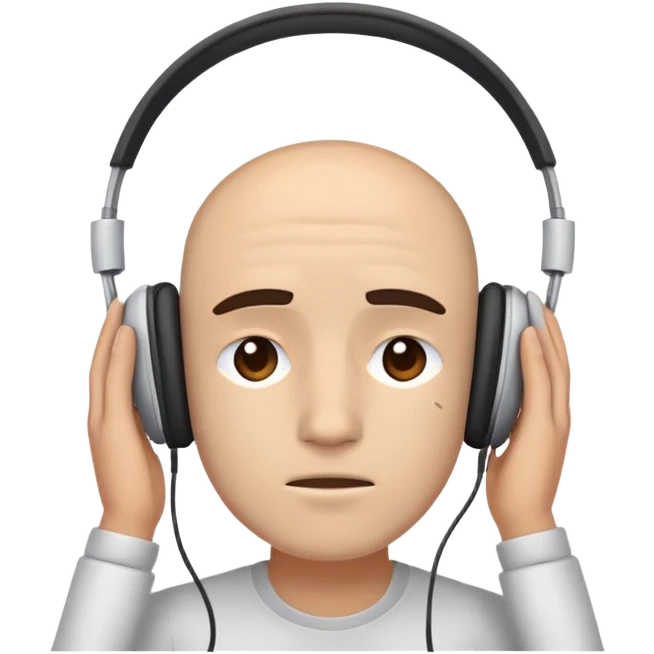 Tired and wearing a headphone emoji