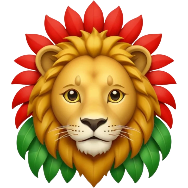 compact emoji with a lion, sun, and colored squares green, white, red arranged in a balanced, cheerful design emoji