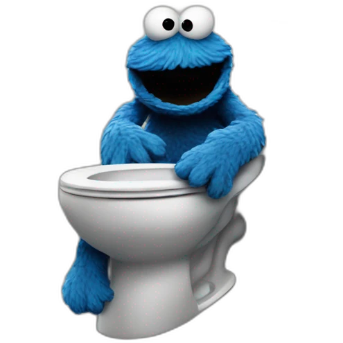 Cookie Monster sitting on toilet emoji