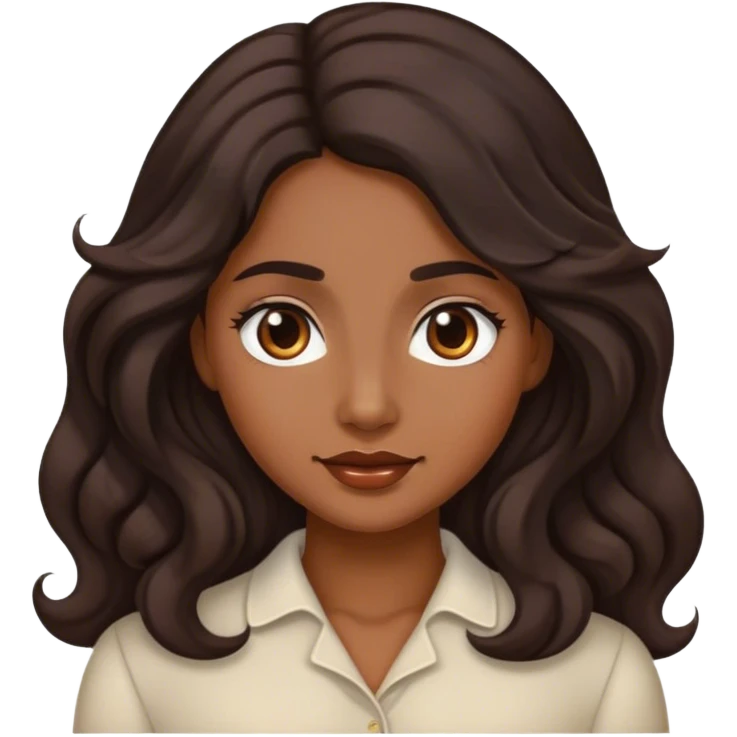 lady with medium brown skin, long wavy dark hair, soft features emoji