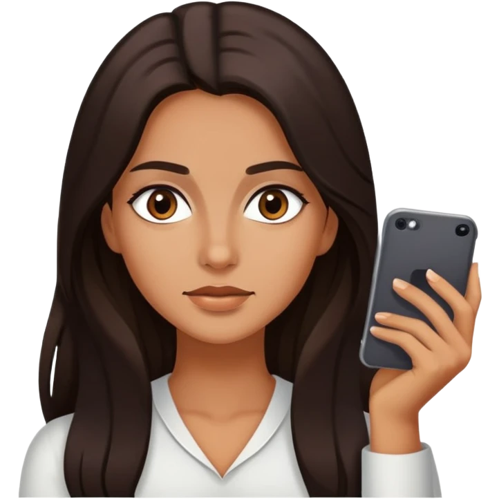 woman with slightly tanned skin, dark brown long hair, dark brown eyes emoji