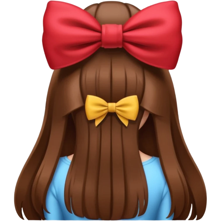 girl from behind with long brown hair with bow c emoji
