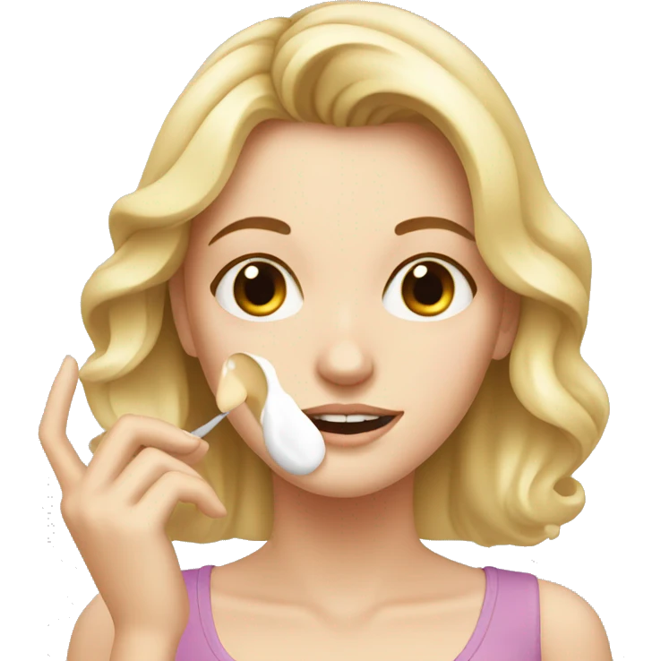 white girl applying cream on face emoji