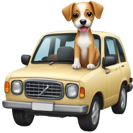 Dog with car emoji