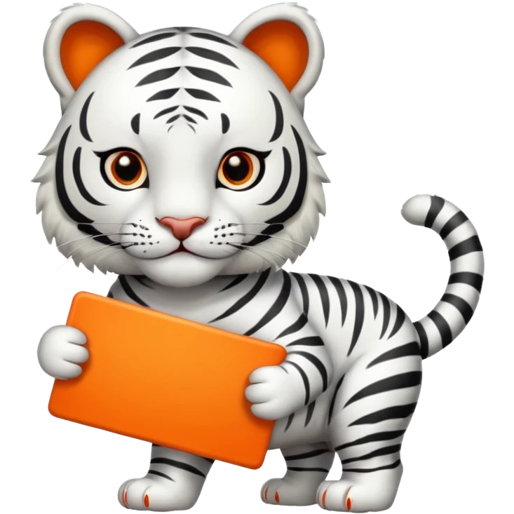 White Tiger. He is holding a sign with SOON - written on it. emoji