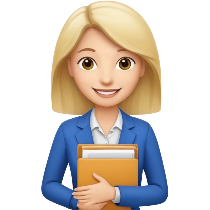 business woman with file folder and documents emoji