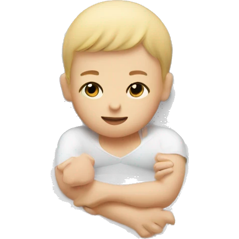 white baby lying in bed with white mom and white dad emoji