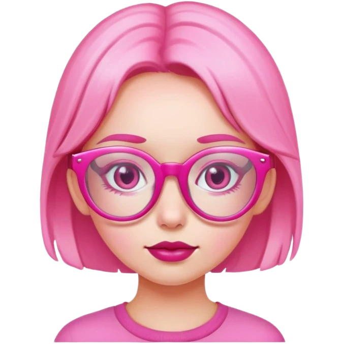 Pink strawberry girl with pink glasses emoji