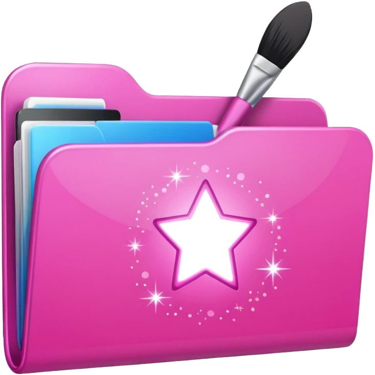  folder light sparkles pink plain with brush logo emoji