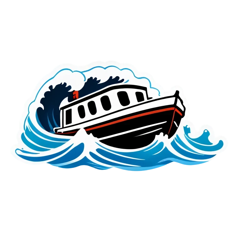 tinny boat over wave emoji