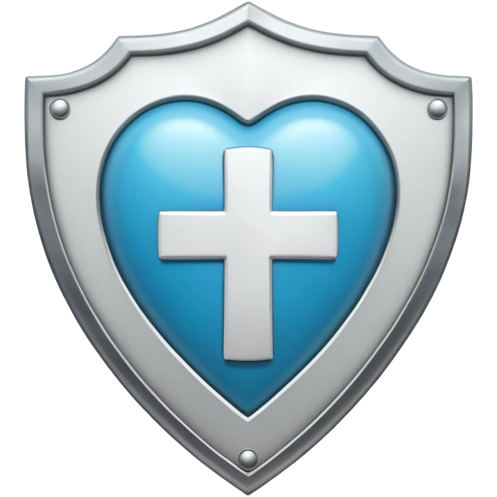 Shield with heart symbol and medical cross, representing sexual health protection emoji