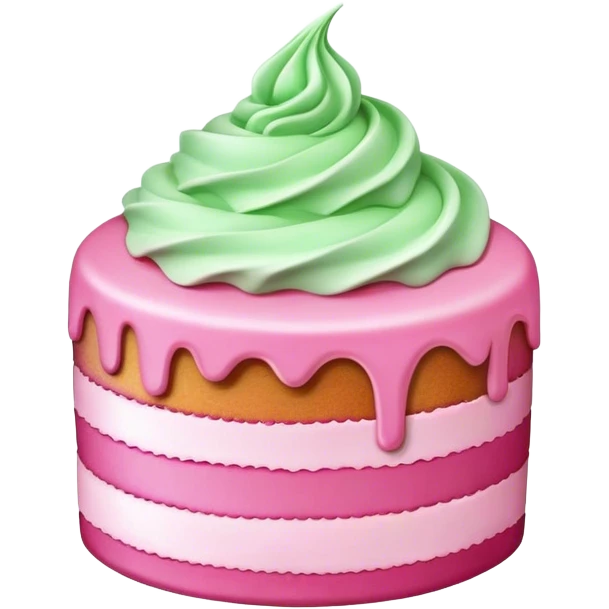 Pink cake with green cream emoji