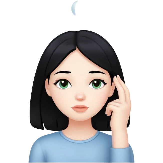A white girl with black hair dreamimg emoji