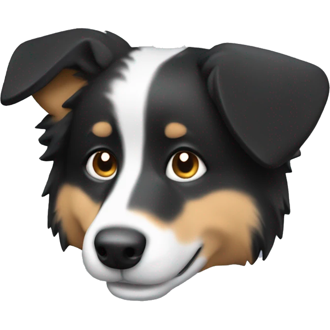 a 3D tiny little cute boarder collie emoji