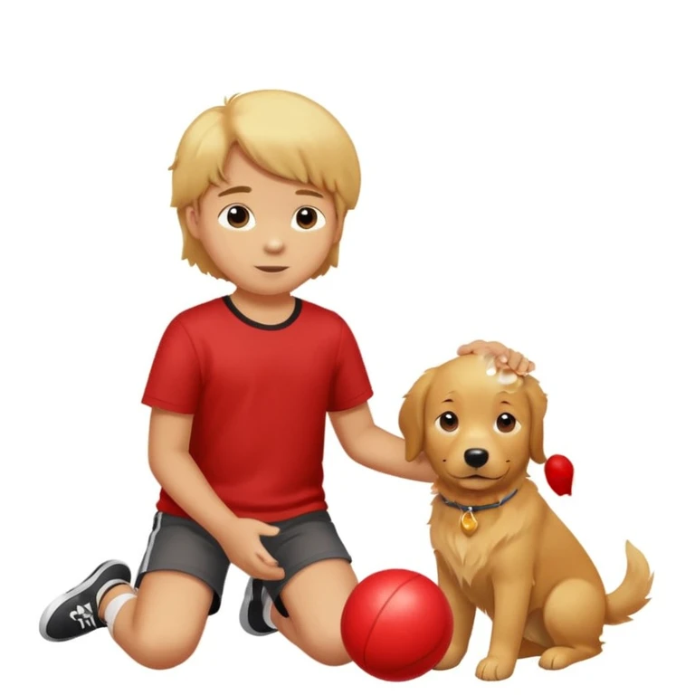 kid and dog playing with ball emoji