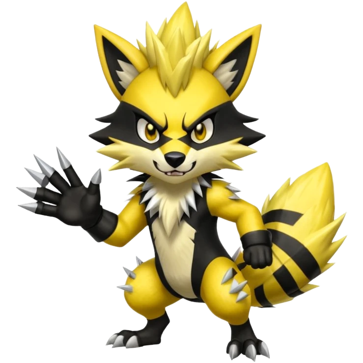 Shiny furry cool Zeraora-Lombax-Obstagoon-fusion emoji