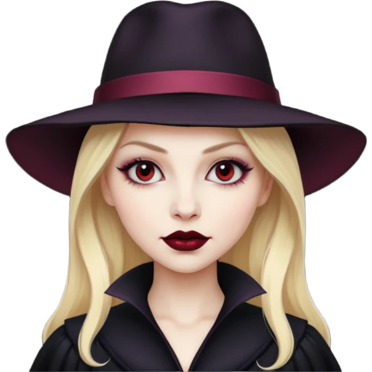 blonde vampire woman with hat emoji