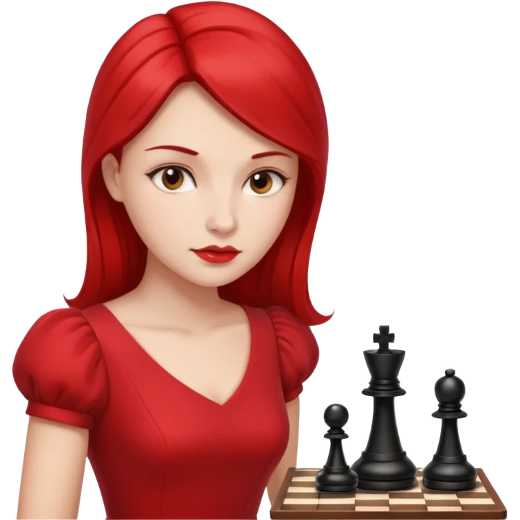woman chess players in red outfits emoji