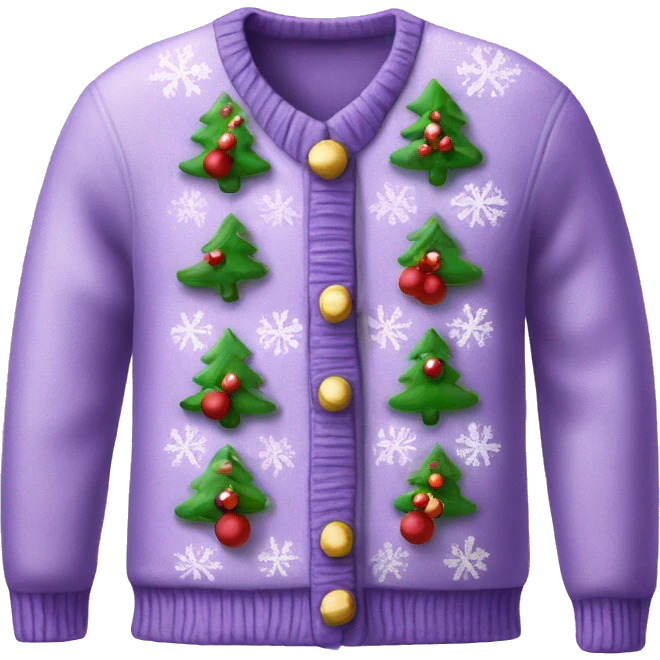 Realistic isolated lilac ugly Christmas sweater. emoji